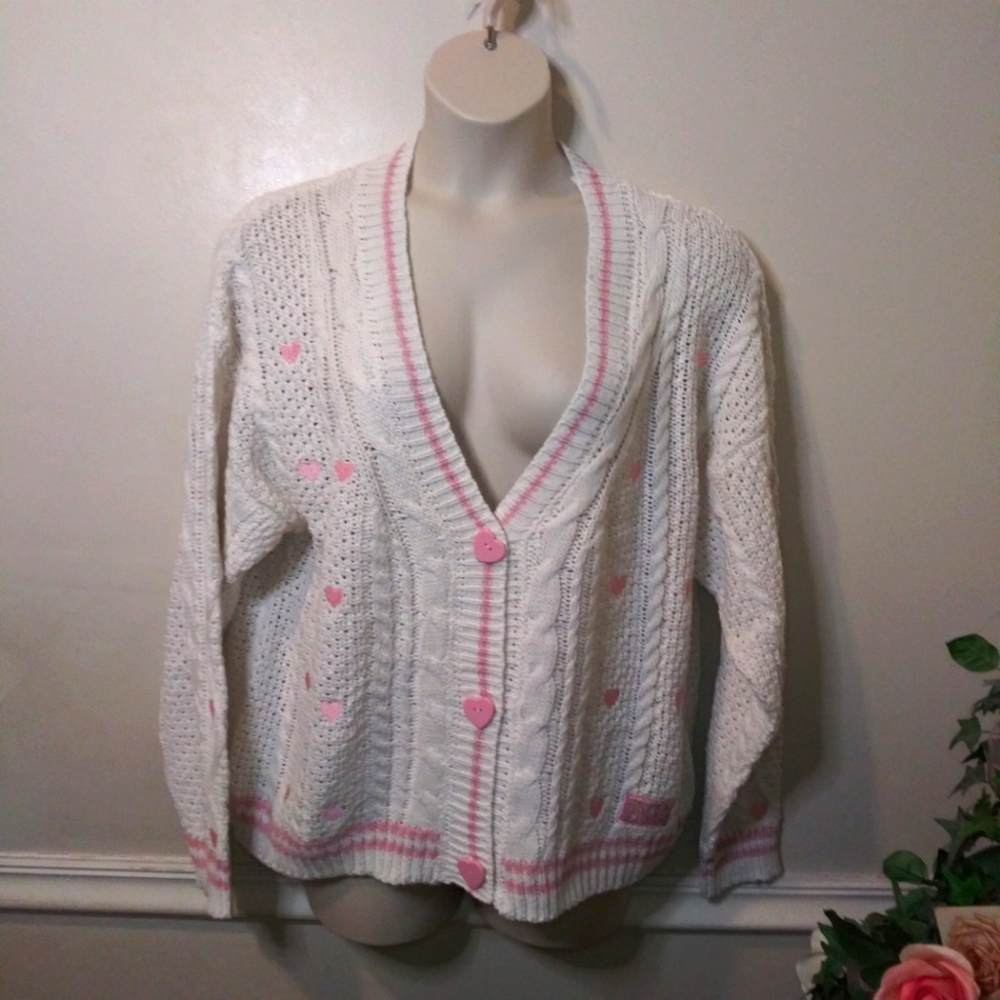 Taylor Swift Lover Pink & White Heart Decorated Valentine's Sweater - Picture 1 of 7